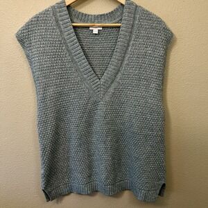 J Jill Cotton Chunky Knit Sweater Vest Blue‎ Nautical Cottagecore Preppy Size M